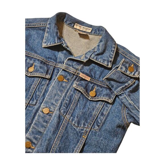 Vintage Guess George Marciano Jean Jacket 80s Blue Denim Trucker USA Womens 7 XS - Picture 1 of 8